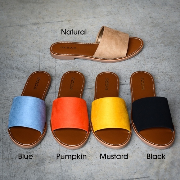 𝅺Sale! Faux suede slide flat sandals - Picture 2 of 2